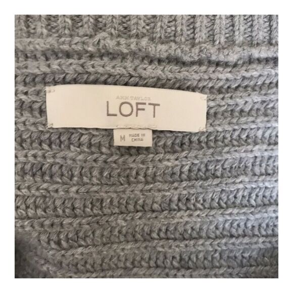 Ann Taylor Loft Dress Womens Size M Grey Sweater Wool Blend Dolman Sleeves - Picture 7 of 11